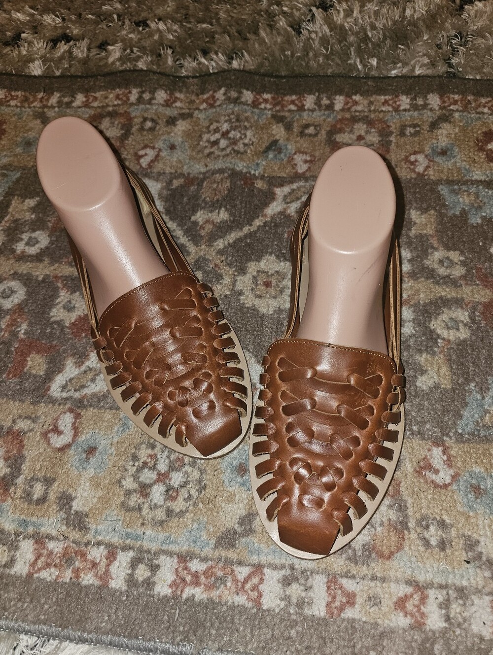 NISOLO Huarache Sandals Brandy Brown Leather Size 9.5 NWOB NEW!!